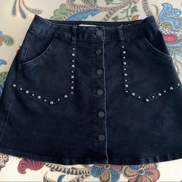 Jolt black denim studded high waist skirt - Picture 6 of 13